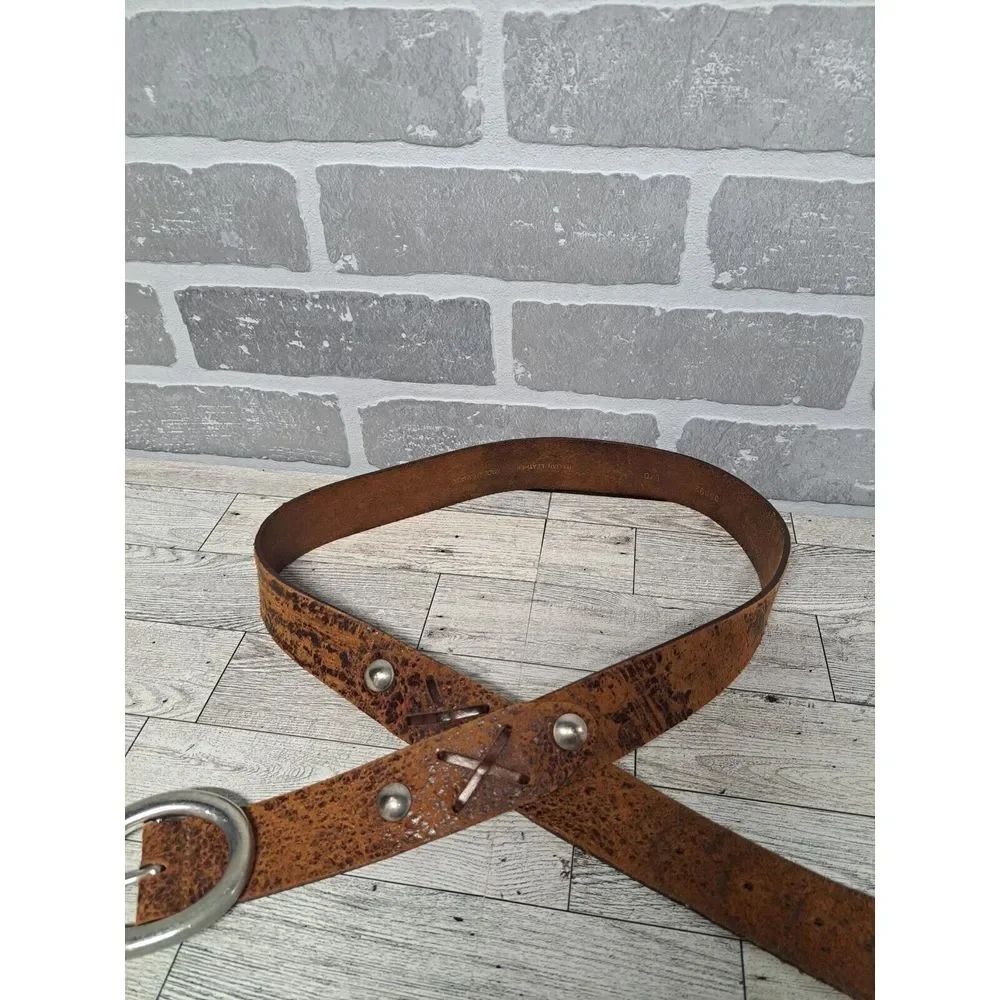 Buckle Italian Leather Studded Western Rodeo Silver Buckle Size‎ Large
